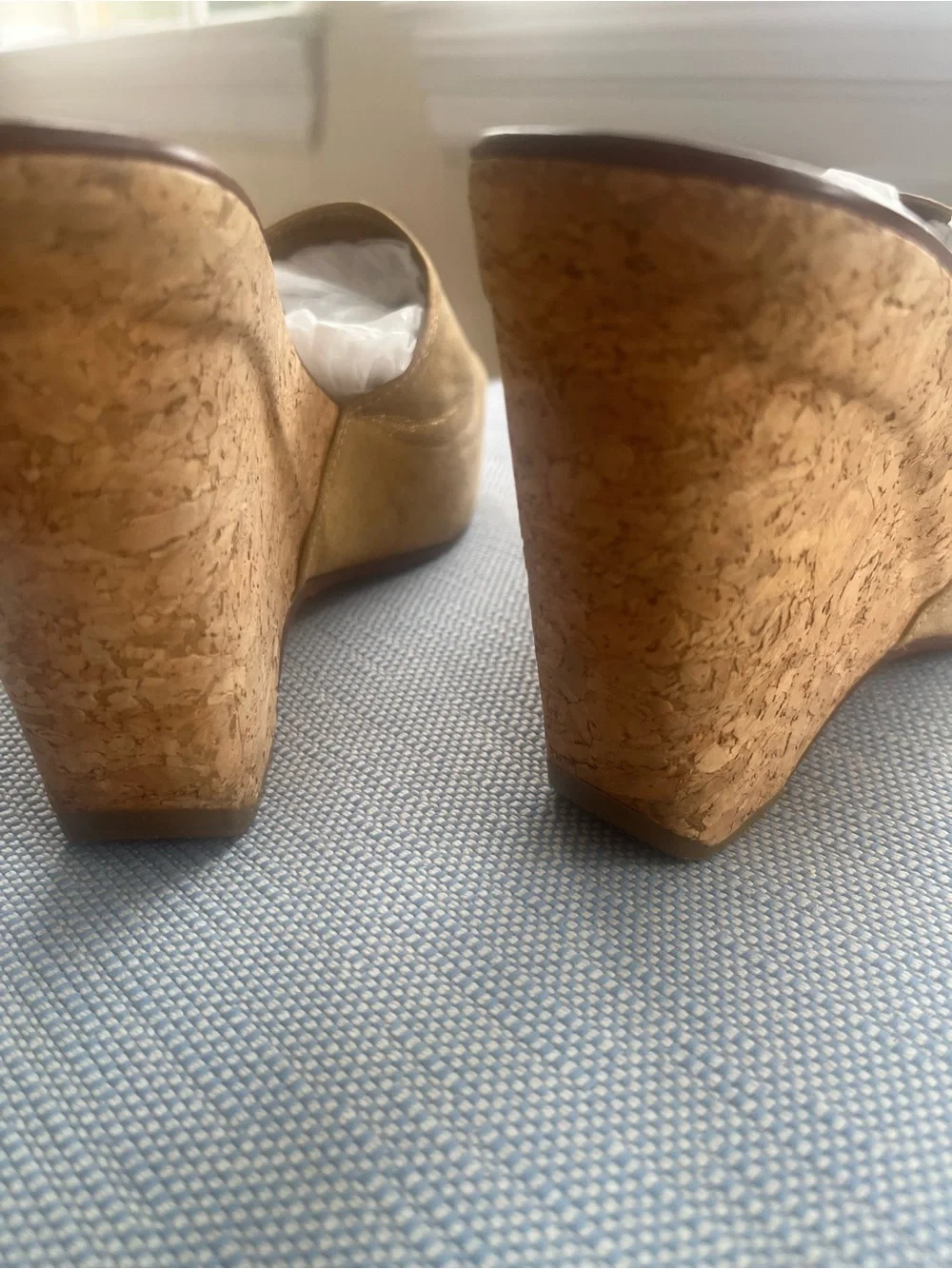Beautiful Diane von Furstenberg Women's Gold Cork Wedge Slide Sandals Sz 6.5